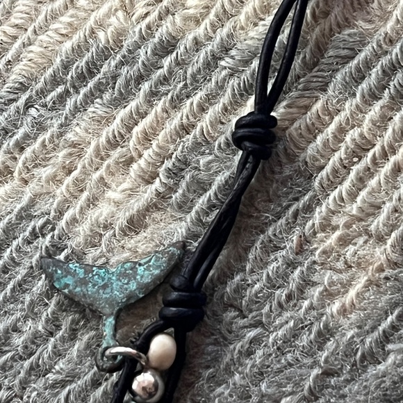 Double-Wrap Leather Bracelet - Square Turquoise, Sterling Silver, Howlite, - Picture 8 of 9